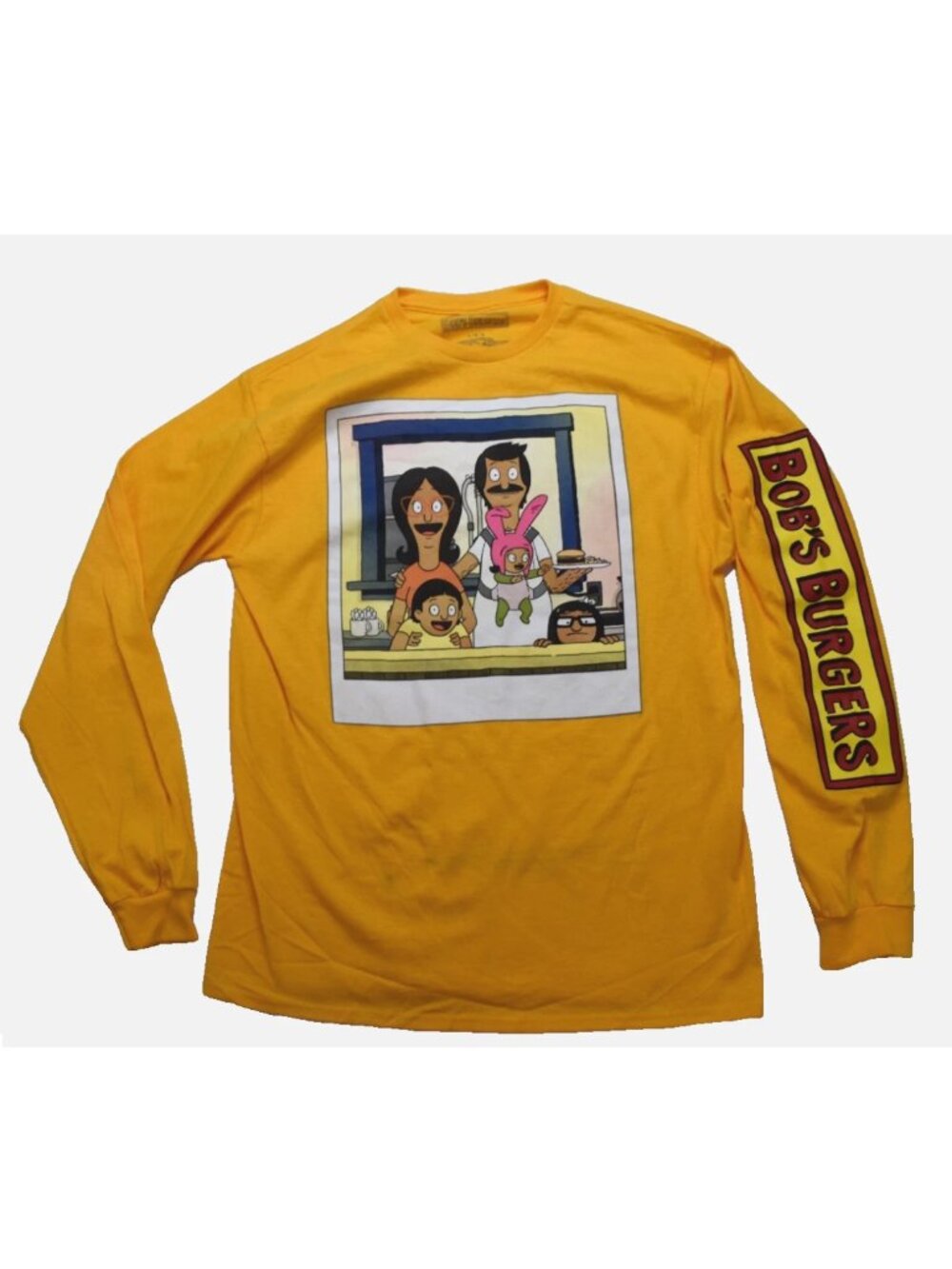 Bob's Burgers Mens Bobs Burgers Family Photo Long Sleeve Gold Shirt New S, M, L